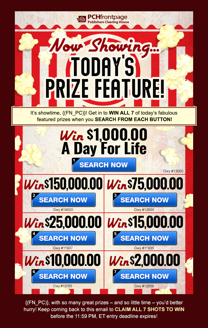 Prize feature · PCH email design