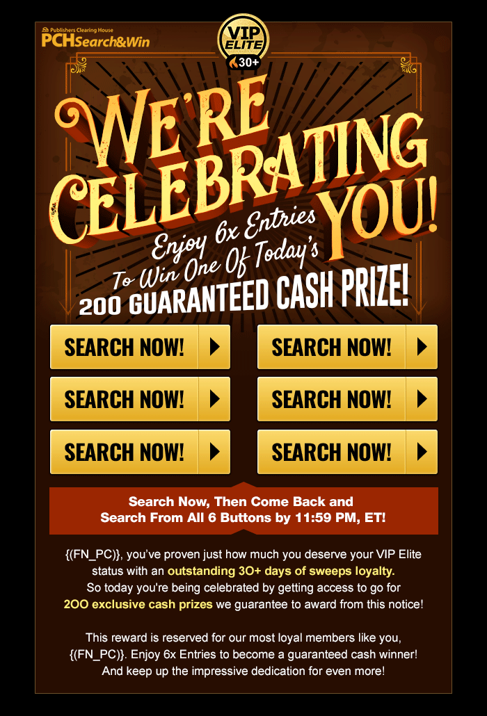 We’re celebrating you · PCH email design