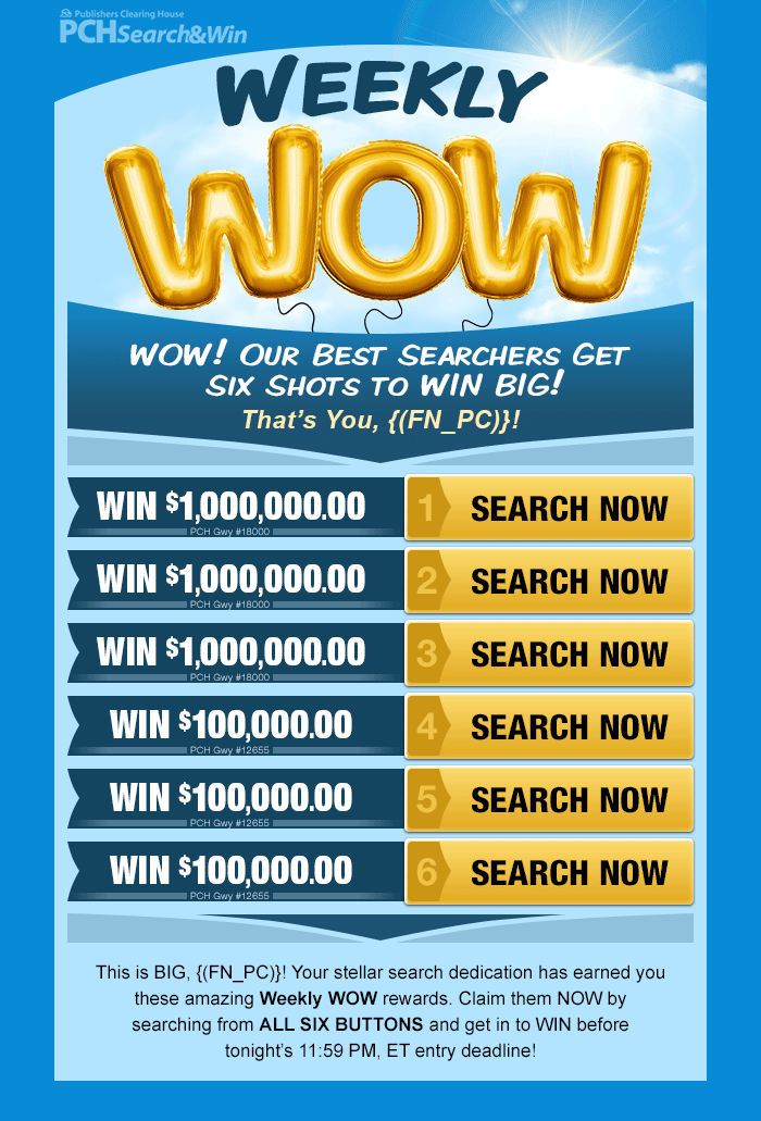 Weekly wow · PCH email design