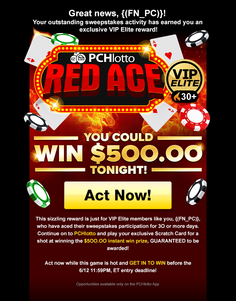 Red ace reward · PCH email design