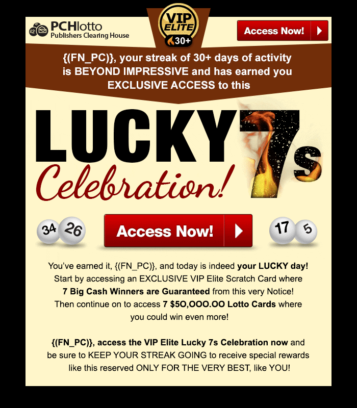 Lucky 7s · PCH email design