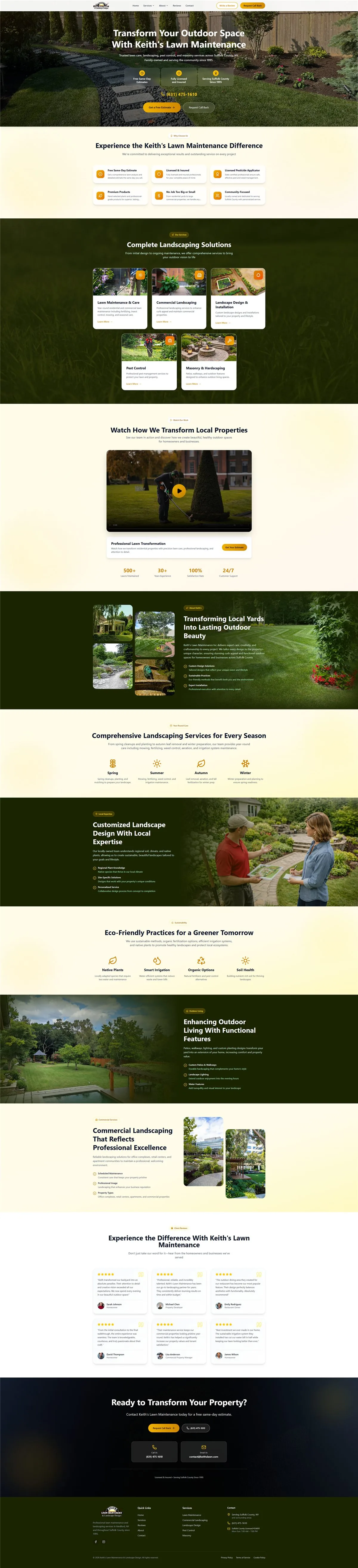 Keith’s Lawn Maintenance homepage, concept 1