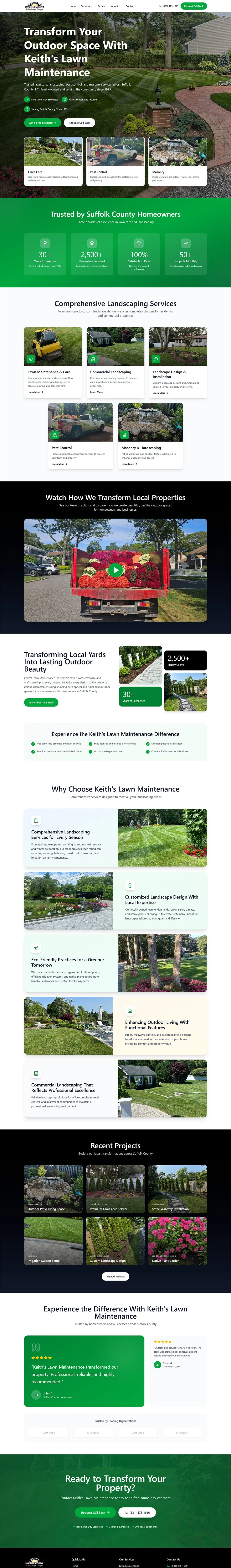 Keith’s Lawn Maintenance homepage, concept 2