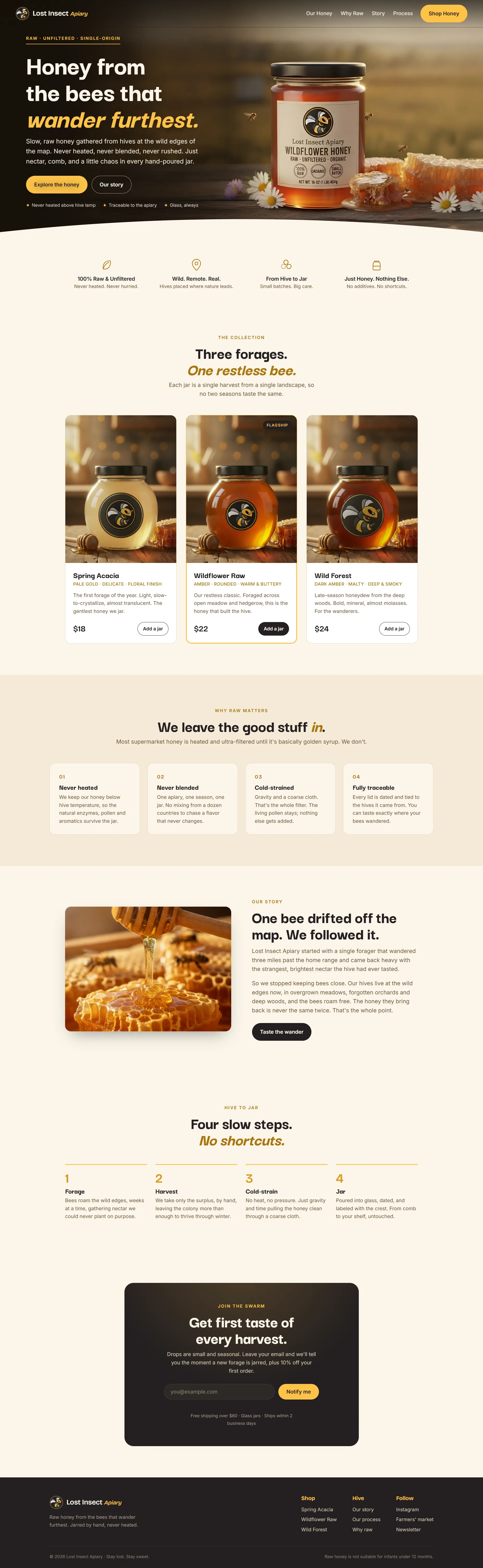 Lost Insect Apiary honey shop website